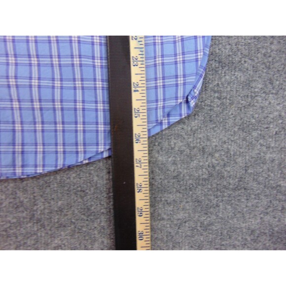 NordStrom Shirt Mens 15.5x32/33 Trm Fit‎ Blue White Plaid - Picture 6 of 8